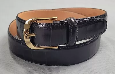 Martin Dingman Alligator Grain Italian Calfskin Belt Mens Black Size 34 Vintage • $25