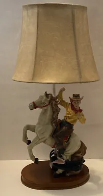 Vintage Domestications 2003 Cowboy On Horse Western Lamp With Shade Works! • $49.99