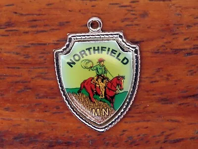 Vintage Silver MINNESOTA NORTHFIELD COWBOY HORSE TRAVEL SHIELD Charm 54-21 • $16.95