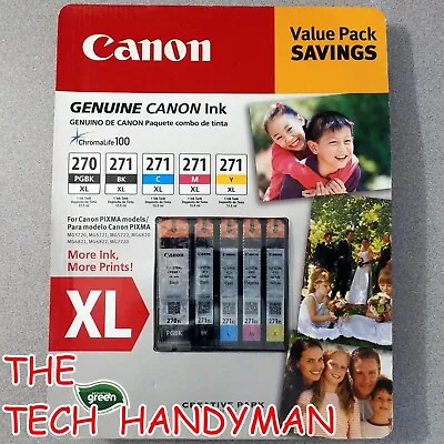 5-pack Canon Genuine 270xl Black & 271xl Color Ink (retail Box) Mg6820 Mg6822 • $74.88
