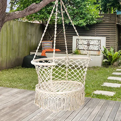 £33.49 • Buy Garden Outdoor Patio Hammock Chair Cotton Rope Macrame Hanging Swing Chair