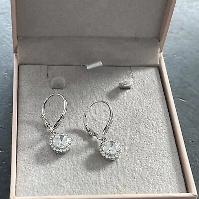 DIAMONIQUE QVC Lever Back Sterling Silver Earrings- BNIB - • £12