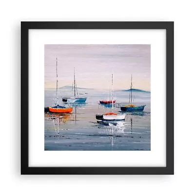 Poster Print 30x30cm Wall Art Picture Nautical Sailboats Seaside Image Artwork • £41.99