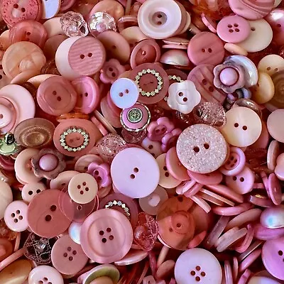 Incredible Mixed Lot Of Dyed PINK Premium Buttons All Sizes For Embellishments • $9.99