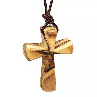 Hand Carved Tapered Wooden Cross Necklace For Men & Women On Adjustable 32  B... • $24.87