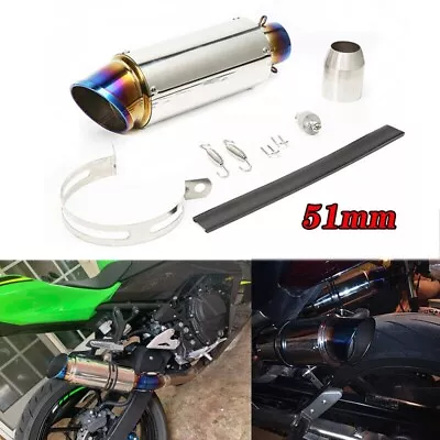 51mm Outlet Motorcycle Exhaust Muffler Tip Tail Pipe Slip On Bike Universal • $54.99