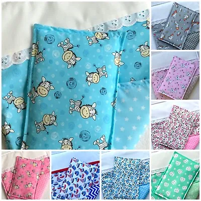 £10.50 • Buy Dolls Pram Blanket Cot Quilt Bedding Set Teddy Pillow Crib Handmade Gift