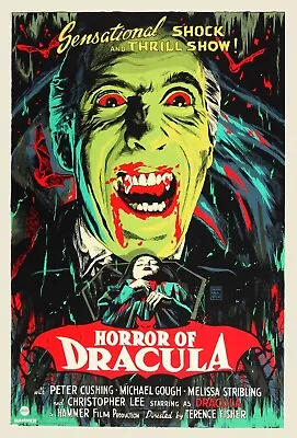 HORROR OF DRACULA 1958 Poster Print 24x36  Hammer Christopher Lee Quad FREE P&P • £24.99