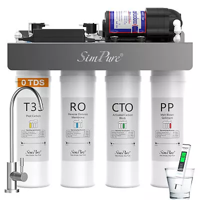 SimPure WP2-400GPD 8 Stage UV Reverse Osmosis Water Filtration System Near 0 TDS • $9.99