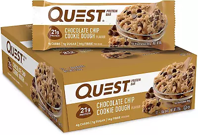 Quest Nutrition Chocolate Chip Cookie Dough Protein Bar High Protein Low Carb • $74.47