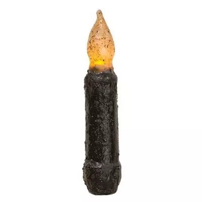 Set Of 3 BLACK Taper TIMER Candle 4  Battery Operated Grungy Primitive Halloween • $24.97