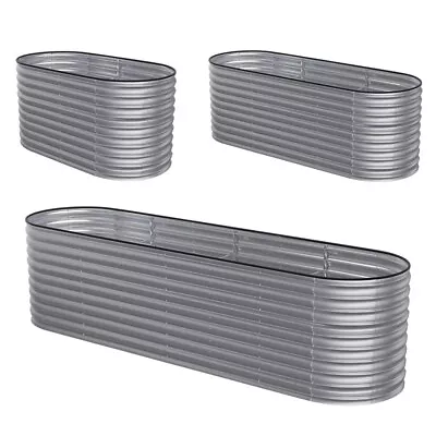 Galvanised Sliver Steel Raised Garden Beds Vegetable Planter Trough Grow Bed Box • £45.95