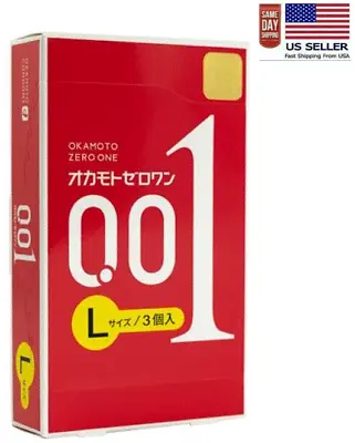 OKAMOTO 001 L Size Large Polyurethane Condom 0.01mm 3pcs Made In Japan-US Seller • $11.49