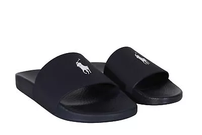 Polo Ralph Lauren Signature Pony Slide In Navy Blue And White 809852071010 • $54