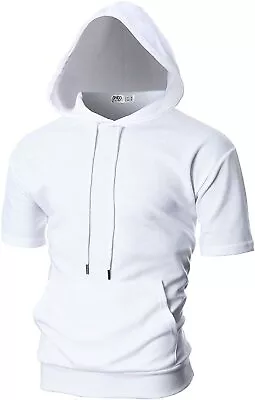 OHOO Mens Slim Fit Short Sleeve Lightweight Hoodie With Kanga Pocket • $60.29