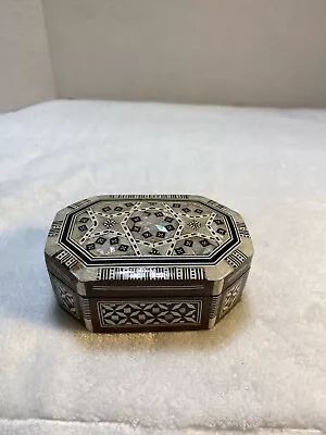 Morrocan Wood And Mother Of Pearl Inlay Trinket/Jewelry Box • $35