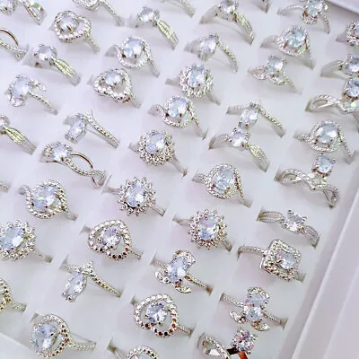 Wholesale Men Women Zircon Crystal Mixed Rings Bulk Finger Band Ring Jewelry Lot • $14.99