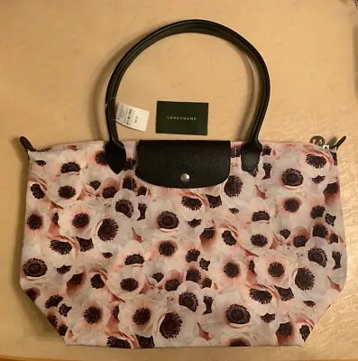 NEW NWT LONGCHAMP LE PLIAGE ANEMONE FLORAL Large Shoulder Tote Nylon Pink Flower • $249.99