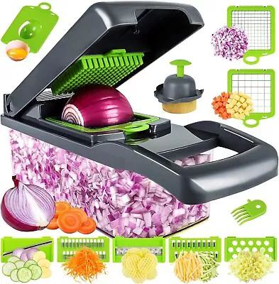 14en 1 Acero Inoxidable Picador De Verduras Cebolla Vegetales Cortadora Cortador • $20.99