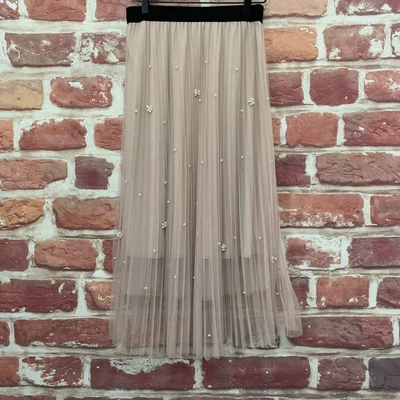 £18.49 • Buy Sadie & Love Maxi Skirt Womens Medium Pale Pink Pleated Sheer Pearl Accented