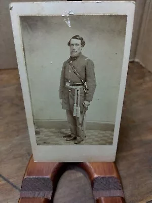 Original CDV Officer Lucius Taylor 52nd Mass Co I Standing In Uniform 4.25x2.5  • $59