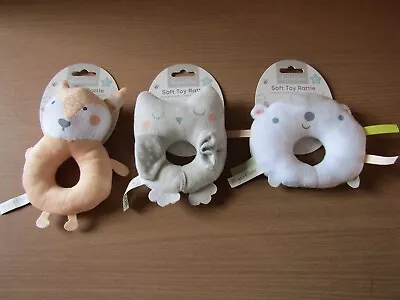 Ass0rted Soft Baby Rattles Hedgehog Fox Or Owl. • £8.95