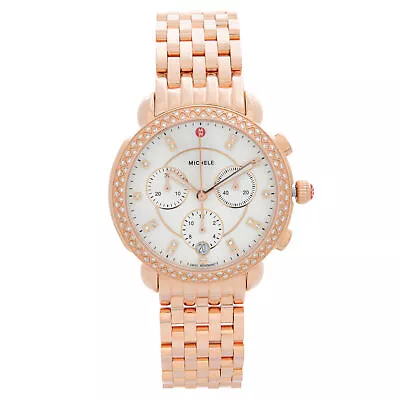 Michele Sidney Rose Gold Steel Diamond Bezel Quartz Ladies Watch MWW30A000033 • $1450