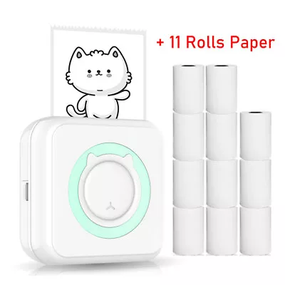 $13.29 • Buy Mini Pocket Thermal Printer Mobile Receipt Photo Printing BT With 11 Rolls Paper