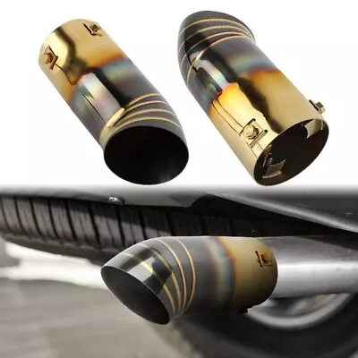 Gold/Black Stainless Steel Car Exhaust Muffler Tip Straight Pipe 3'' Inlet • $25.88