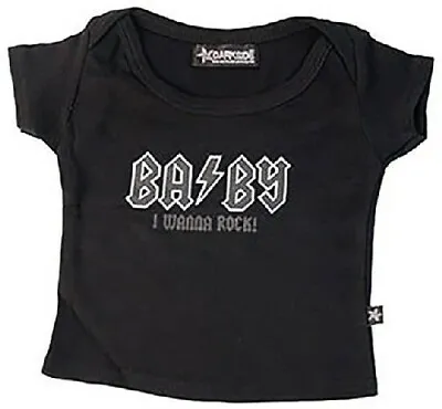 Darkside 6-12 Months I WANNA ROCK Black 100% Cotton T-shirt BNWT Stock Clearance • £5.99