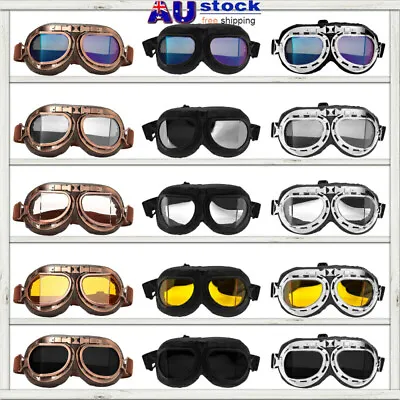 $12.95 • Buy Motorcycle Goggles Aviator Glasses Retro Helmet Motorbike Flying Scooter Glasses