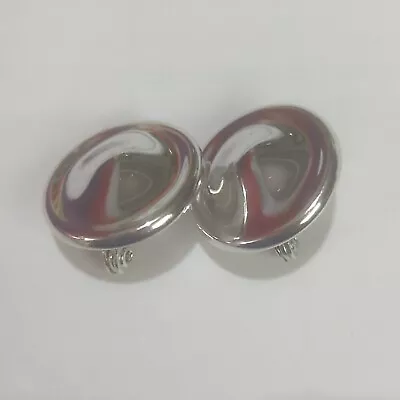 Signed Monet Silver Tone Round Clip On Earrings Simple Circle VTG Retro 20.25.4 • $12.99