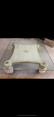 £80 • Buy Moroccan Style Heavy Glass Top Coffee Table  - Measures 47” X 47” & Height 18”