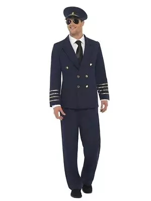 Mens Pilot Costume Aviator Aircrew Royal Air Force Fancy Dress Party Costume • £27.29