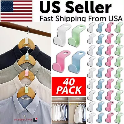 40 PCS Clothes Hanger Connector Hooks Closet Hangers Organizer Space Saving Clip • $6.79