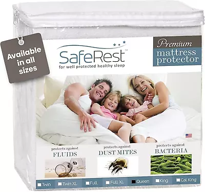 100% Waterproof Queen Size Mattress Protector - Fitted With Stretchable Pockets  • $69.64