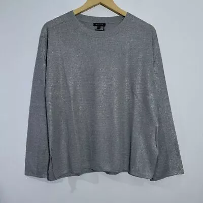 NWT Massimo Dutti Silver Metallic Long Sleeve Sweater 5629 Size Large • $44