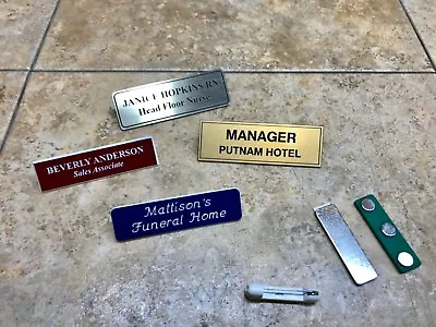 1x3 Name Badge Engraved Tag Personalized Magnet Or Pin Identification Employee • $3.99