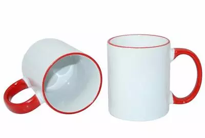 5pcs 11oz Red Rim/Handle Sublimation Mug Heat Press Transfer φ8.2*H9.5cm • $29.70