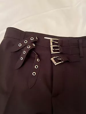  Vertigo Paris Made In France Rare Womens Buckle Belted Black Pants Size 12   • $68