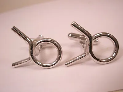 Spring Hose Clamps Silver Tone Vintage Cuff Links Auto Parts Car Mechanic • $32.49