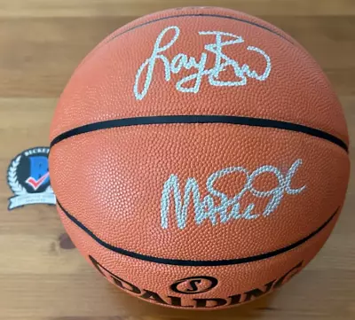 Larry Bird & Magic Johnson Signed Spalding Basketball Bird Hologram Beckett BAS • $450