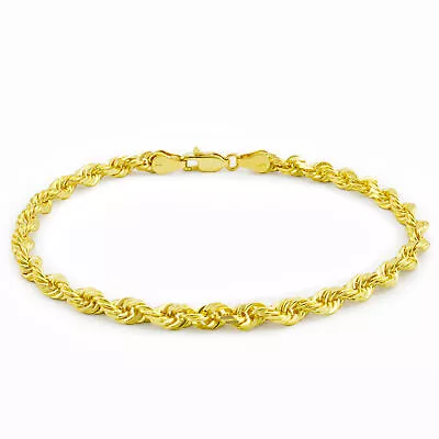 14k Yellow Gold Mens 4mm Diamond Cut Rope Genuine Italian Chain Link Bracelet 8  • $225.98