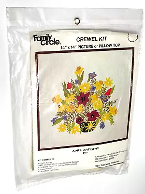 Vintage 1973 Family Circle Crewel Kit B502 April Artistry NOS Sealed Flowers • $14