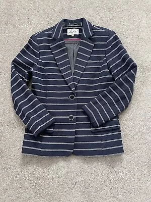 HEYTON Navy & White Striped Nautical Jacket Blazer. 12. Cotton Rich. Excellent. • £10