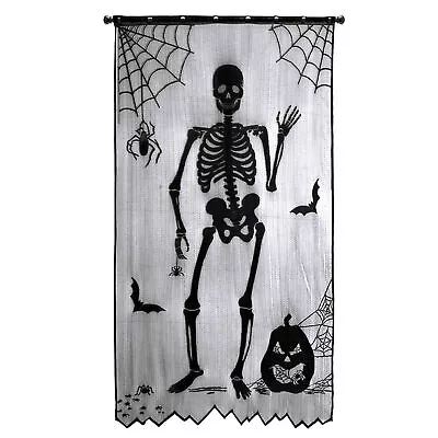 Halloween Lace Decorative Curtains Bats/Skull/Imp Crawling/Witch Curtains Black  • $22.93