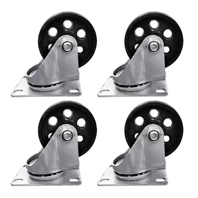 2/4/8pcs Swivel Casters 3 &3.5  Heavy Duty Steel Cast Iron Plate Casters Wheels • $18.99