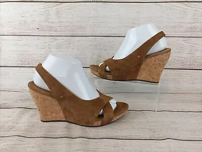 UGG Womens Hazel Sling Back Wedge Sandals Size 8.5 Tan Suede • $19.95