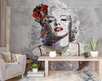 3D Marilyn Monroe Floral Rose Self-adhesive Removeable Wallpaper Wall Mural1 225 • $41.39