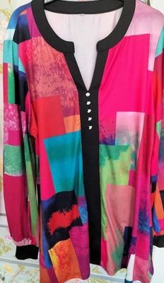 £12 • Buy Dress Top Multi Coloured Button Front Size XL